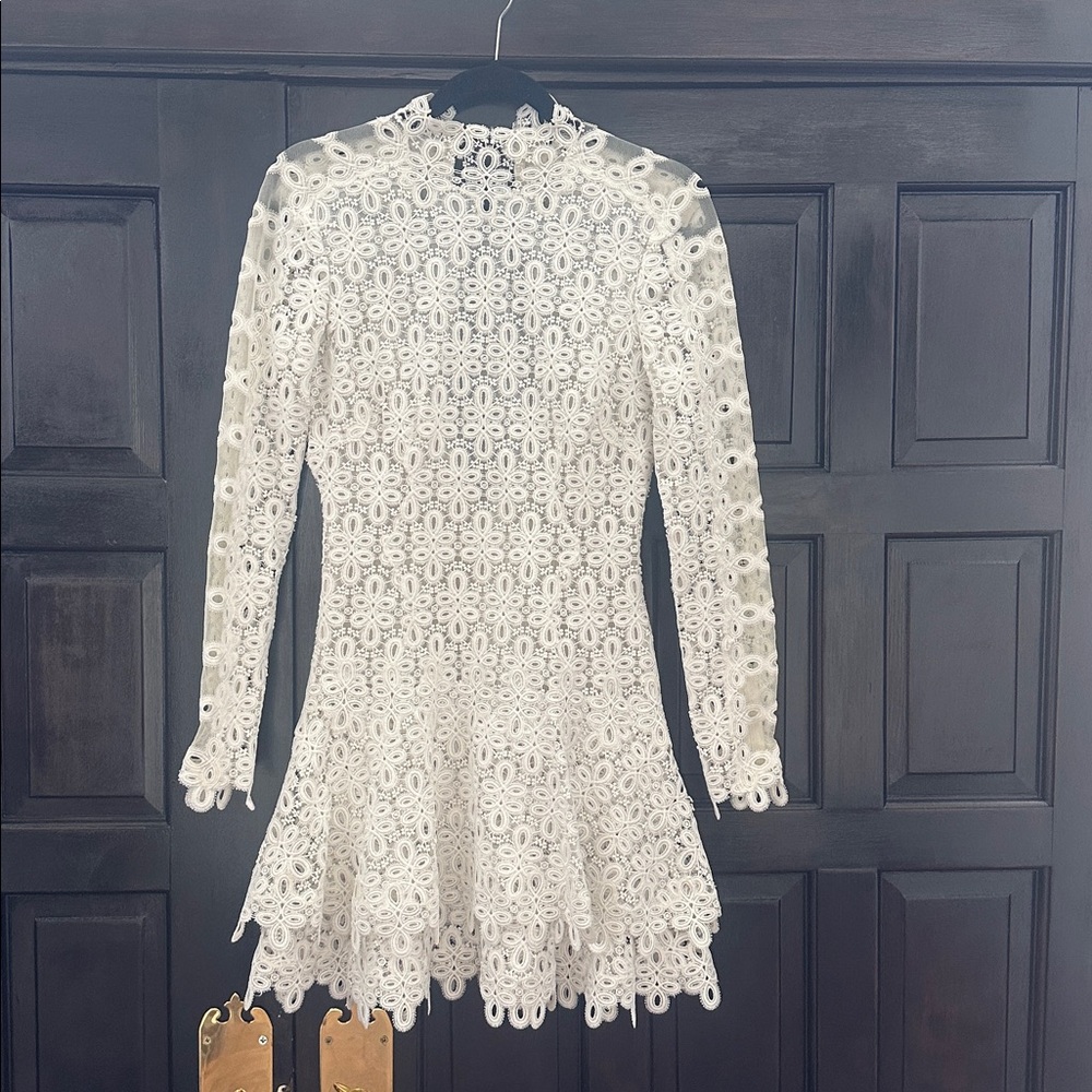 Jonathan Simkhai White Crochet Lace High-Neck Mini Dress - Picture 5 of 15